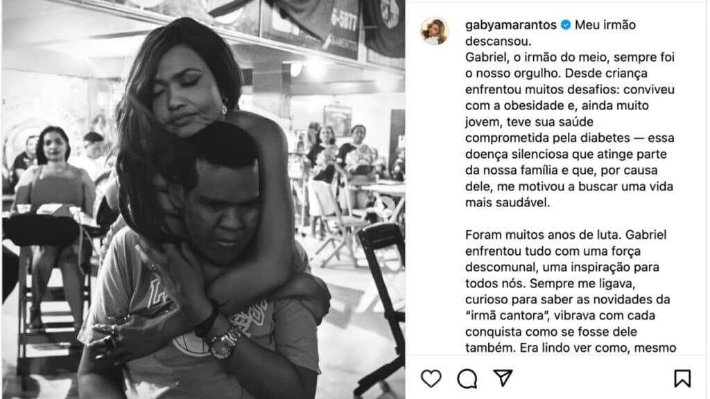 A cantora Gaby Amarantos usou suas redes sociais para compartilhar com os fãs um momento de dor e reflexão.