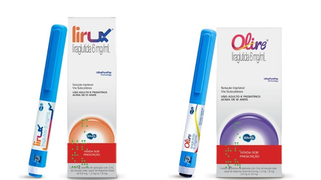 A partir de agosto de 2025, dois novos medicamentos começam a ser vendidos no Brasil: Olire e Lirux. A EMS, em contato com o portal "Um Diabético", afirmou que desenvolveu as canetas à base de liraglutida, uma substância já utilizada em tratamentos para diabetes tipo 2 e obesidade.