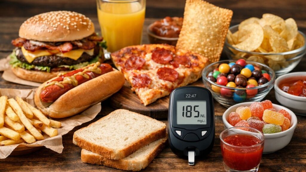 9 alimentos que pessoas com diabetes devem evitar antes de dormir para não acordar com a glicose alta Alimentos que podem elevar a glicose à noite em pessoas com diabetes