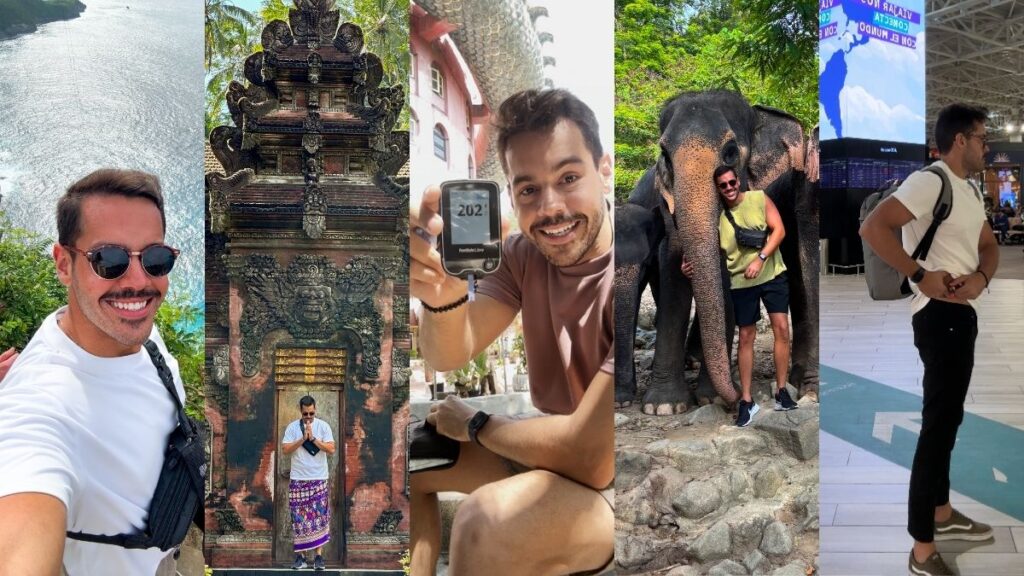 Advogado com diabetes tipo 1 viaja o mundo e mostra nas redes sociais a vida real do controle da glicose em cada país 1 Advogado com diabetes monitora glicose durante viagens internacionais e mostra rotina em diferentes países