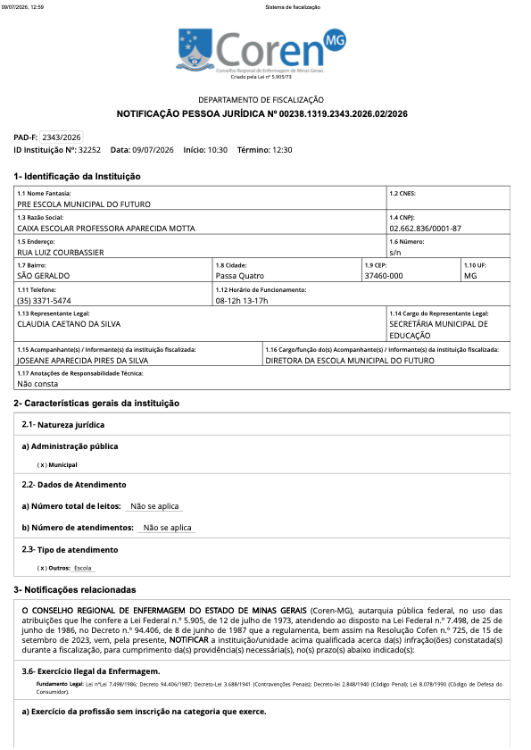 Escola é notificada por monitorar a glicemia e aplicar insulina em crianças com diabetes tipo 1 em Passa Quatro (MG) 1 Captura de Tela 2026 07 13 as 12.23.04