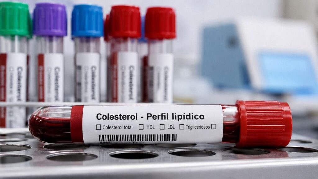 Colesterol alto dá sintomas? Entenda por que quem tem diabetes precisa ficar atento Tubos de sangue em laboratório para exame de colesterol e perfil lipídico.