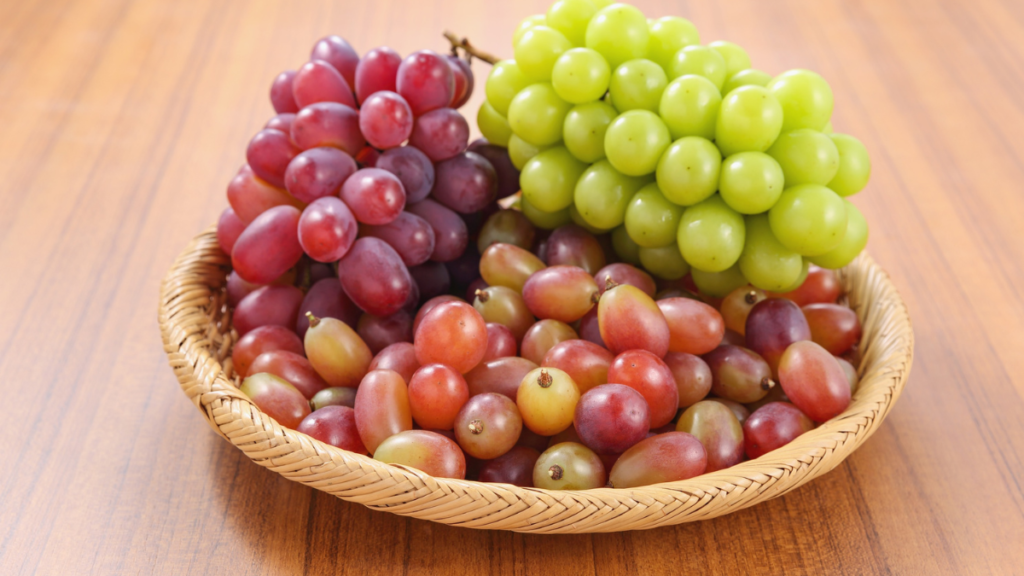Quem tem diabetes pode comer uva? Veja o que considerar Cacho de uvas verdes e roxas em uma cesta, fruta que pode fazer parte da alimentação de pessoas com diabetes.